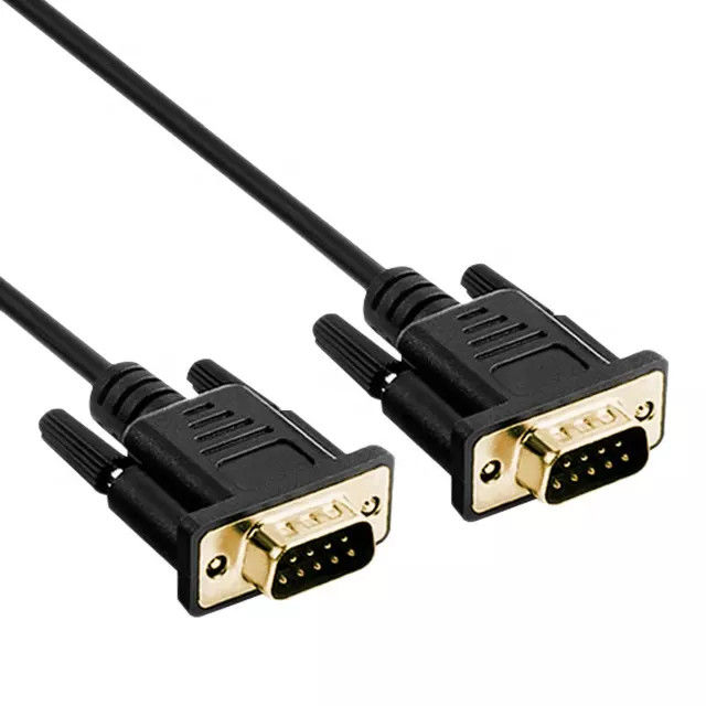 RS232 DB9 9 পিন সিরিয়াল কেবল পুরুষ থেকে পুরুষ ভিডিও ডেটা ট্রান্সমিশন গোল্ড প্লেট