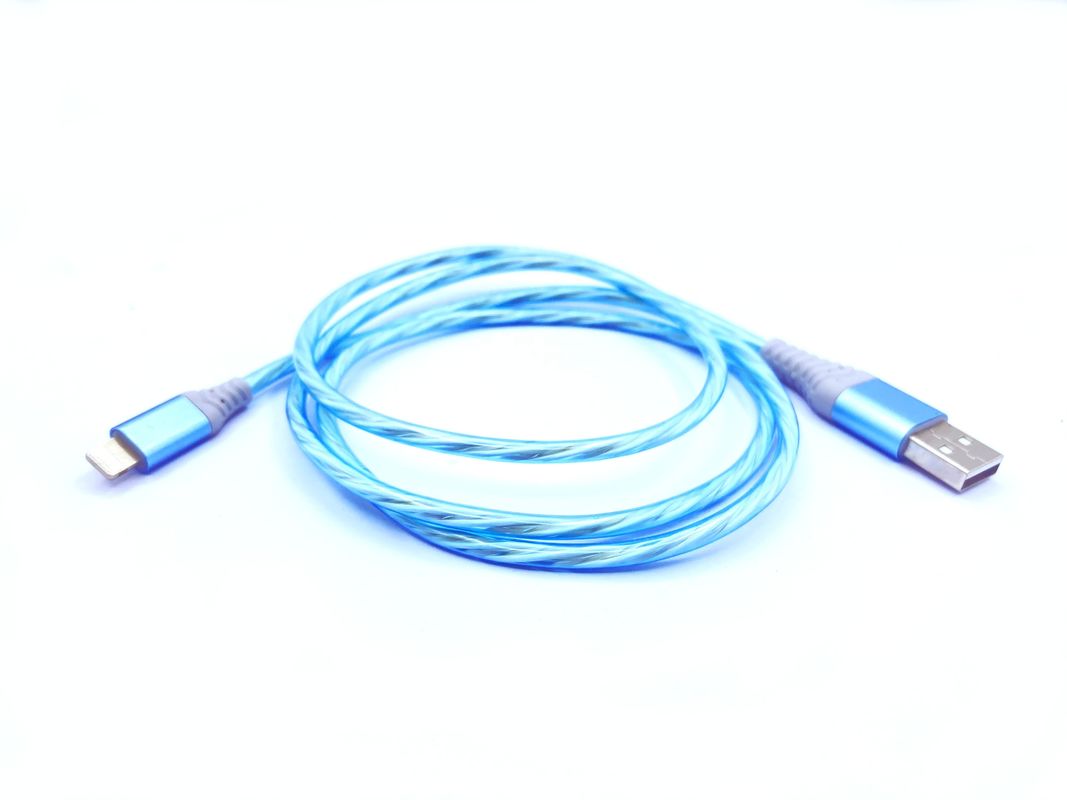 দ্রুত চার্জিং কেবল 3 IN 1 টাইপ সি 3A LED রঙিন চার্জিং USB কেবল লাইটনিং ফ্ল্যাশিং কেবল