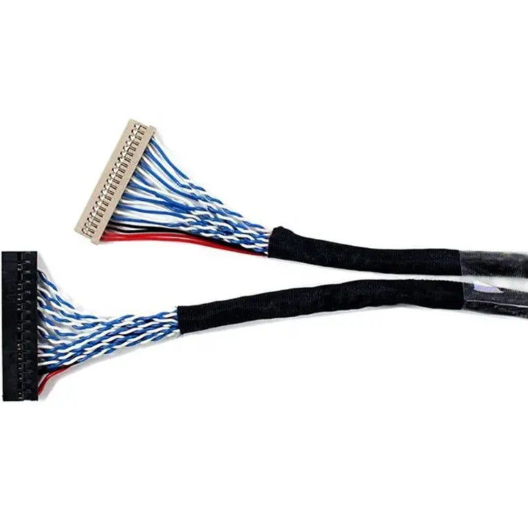 শিল্প মনিটরগুলির জন্য AWG26-28 তারের গেজ LVDS সিগন্যাল কেবল I-PEX/JAE/HIROSE সামঞ্জস্যপূর্ণ কাস্টম কেবল ডিজাইন