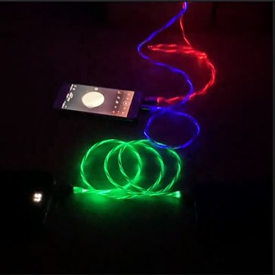 দ্রুত চার্জিং কেবল 3 IN 1 টাইপ সি 3A LED রঙিন চার্জিং USB কেবল লাইটনিং ফ্ল্যাশিং কেবল